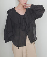 【一部予約商品】シアーラッフルブラウス　