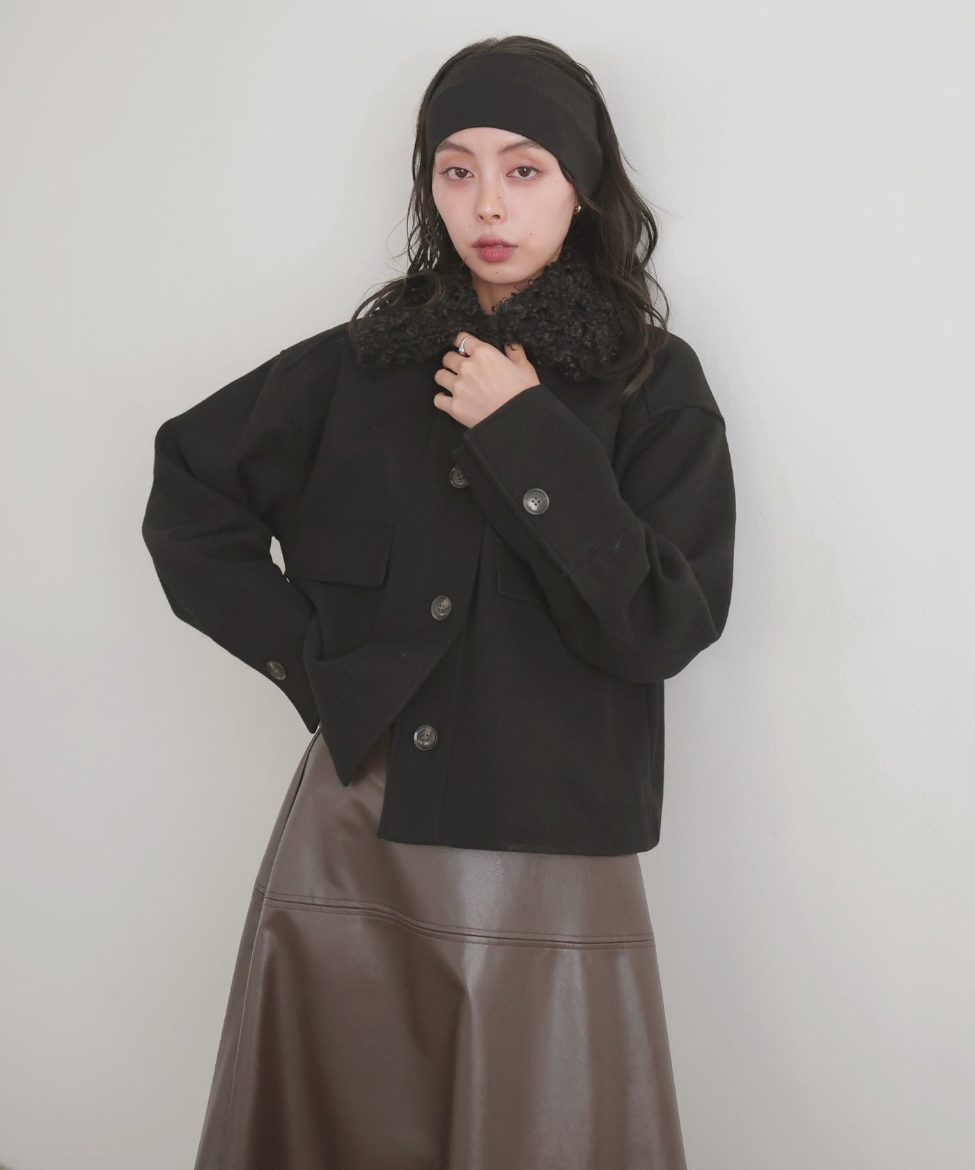 プードルファーカラーショートブルゾン – LIAN