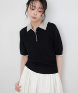 レイヤードカラーポロニット