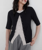 ハーフスリーブバイカラーカーデ