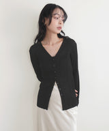 Vネックランダムリブニットカーディガン