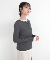 ボーダーリブヘンリーネックプルオーバー