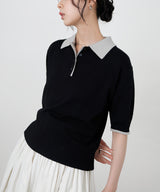 レイヤードカラーポロニット