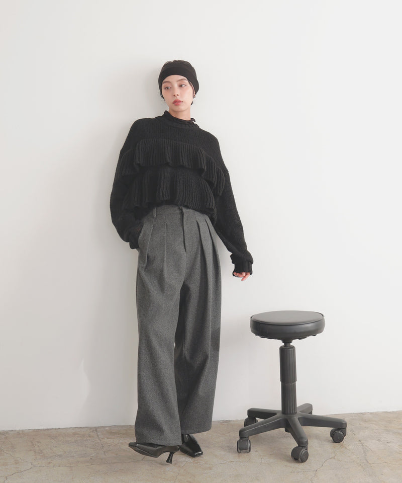 【12月下旬予約商品】シアーフリルニットプルオーバー