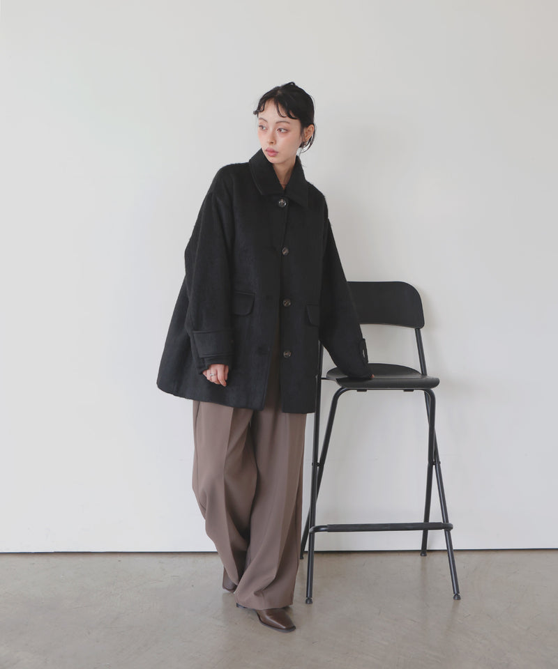 【10月下旬予約商品】ステンカラーシャギージャケットコート