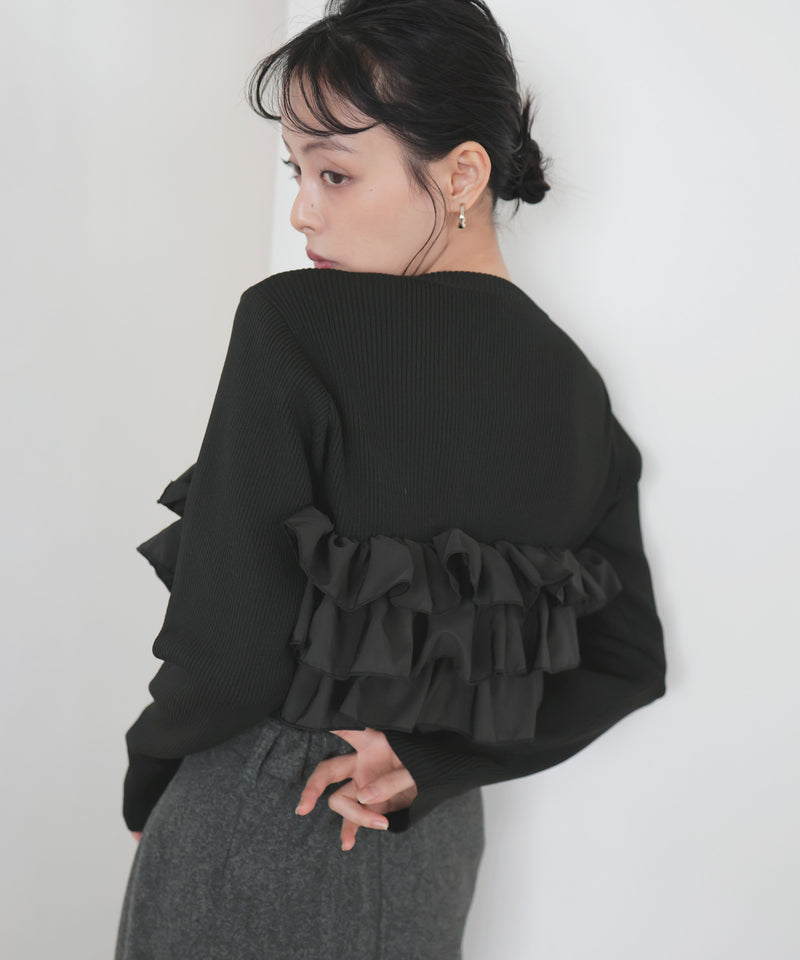 【12月上旬予約商品】フリルビスチェニットプルオーバー