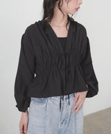【一部予約商品】【mayu × LIAN】ダブルリボンシャーリングブラウス