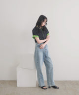 バイカラーヘンリーネックＴシャツ