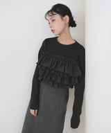 【12月上旬予約商品】フリルビスチェニットプルオーバー