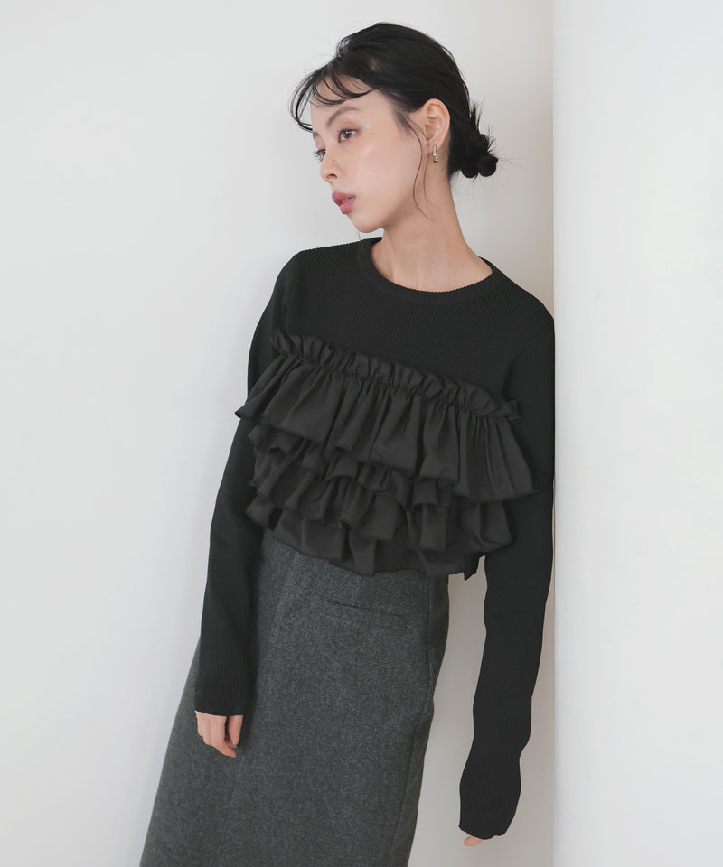 【12月上旬予約商品】フリルビスチェニットプルオーバー