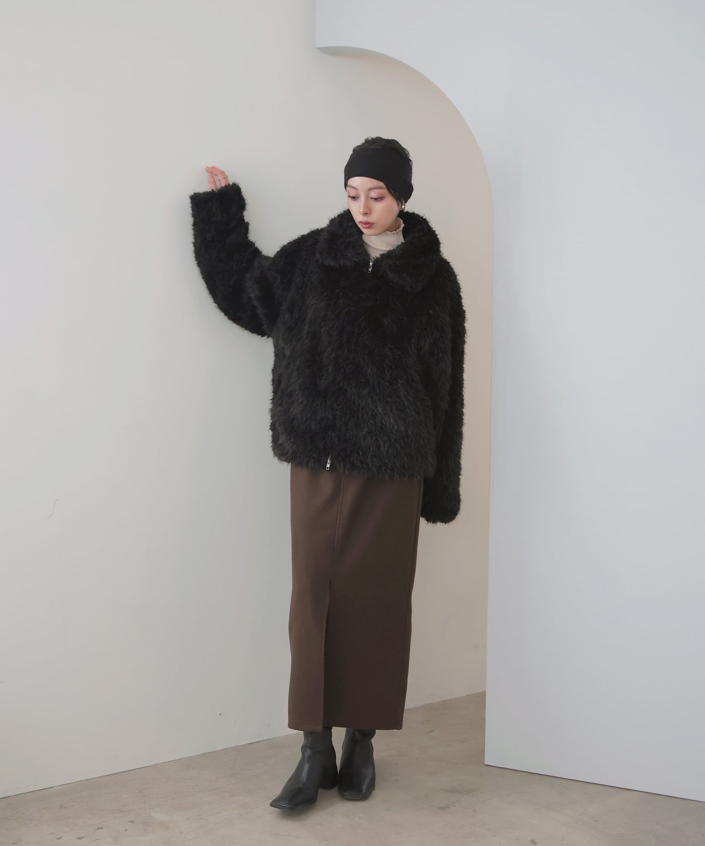 【LIAN】フェイクファースタンドブルゾン　新品タグ付き フェイクファースタンドブルゾン – LIAN