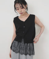 【UVカット＆接触冷感】レースレイヤードTシャツ