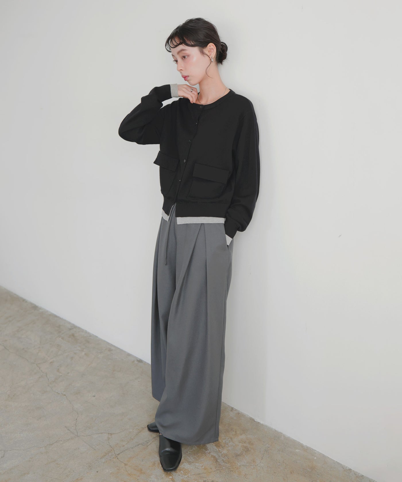 バイカラーレイヤードカーディガン – LIAN