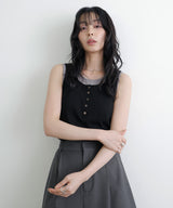 ヘンリーネックカップ付きレイヤードタンク