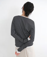 ボーダーリブヘンリーネックプルオーバー