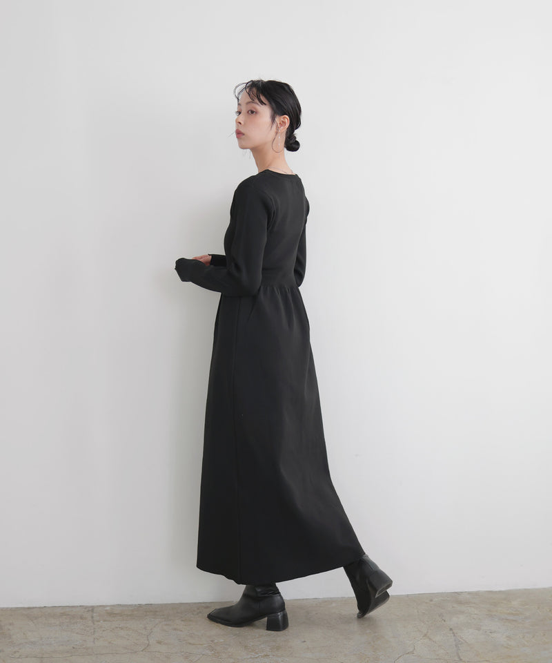 リブフレアニットワンピース