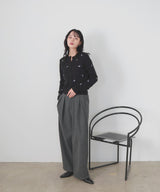 フラワー刺繍ニットカーディガン