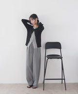 バイカラーリブニットカーデ