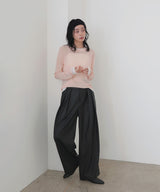 ウォッシャブルフェイクレザー2タックパンツ