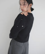 ビジューパフスリーブカーディガン