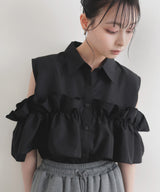 【6月中旬予約販売】2wayフリルノースリーブシャツ