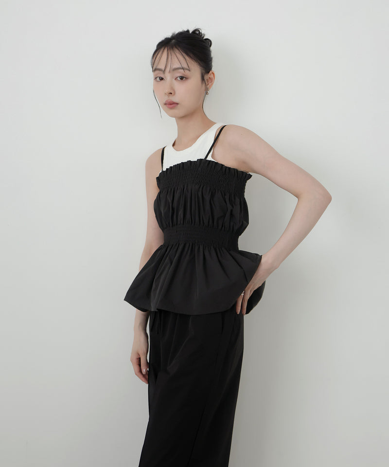 d.i.a. ジップ シャーリング キャミ 黒 撥水加工/セットアップ対応