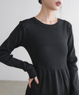 リブフレアニットワンピース