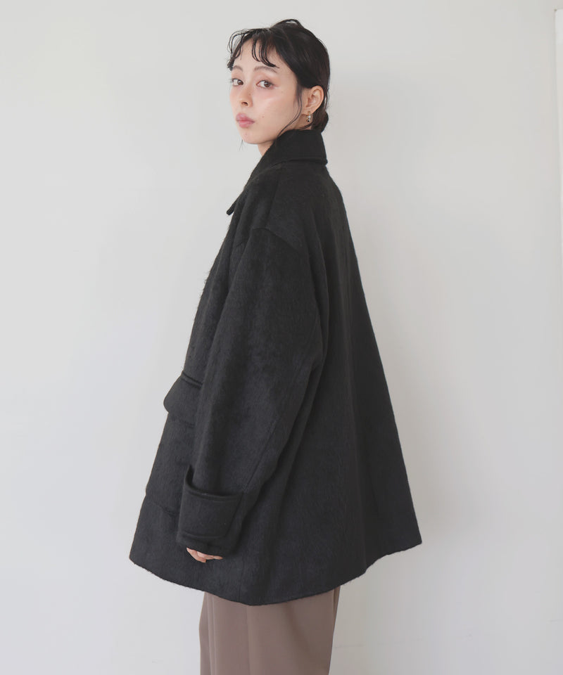 【10月下旬予約商品】ステンカラーシャギージャケットコート