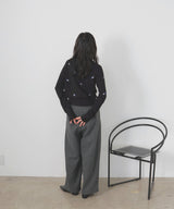 フラワー刺繍ニットカーディガン