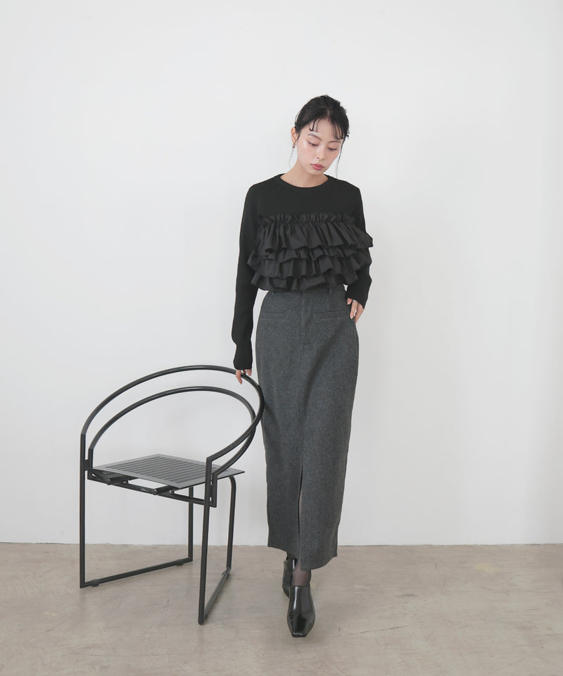 【12月上旬予約商品】フリルビスチェニットプルオーバー