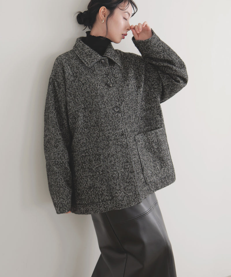 【10月中旬予約商品】ヘリンボーンパイピングカバーオールジャケット