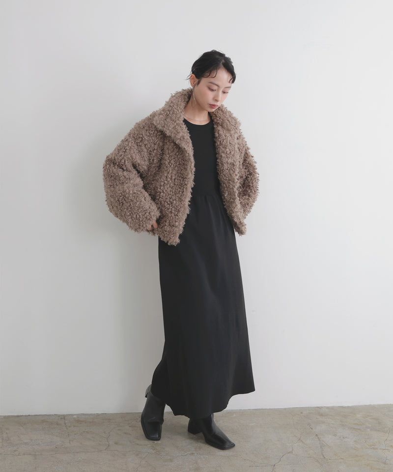 リブフレアニットワンピース