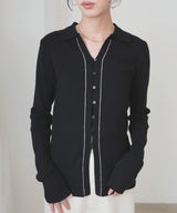 バイカラーラインポロニット