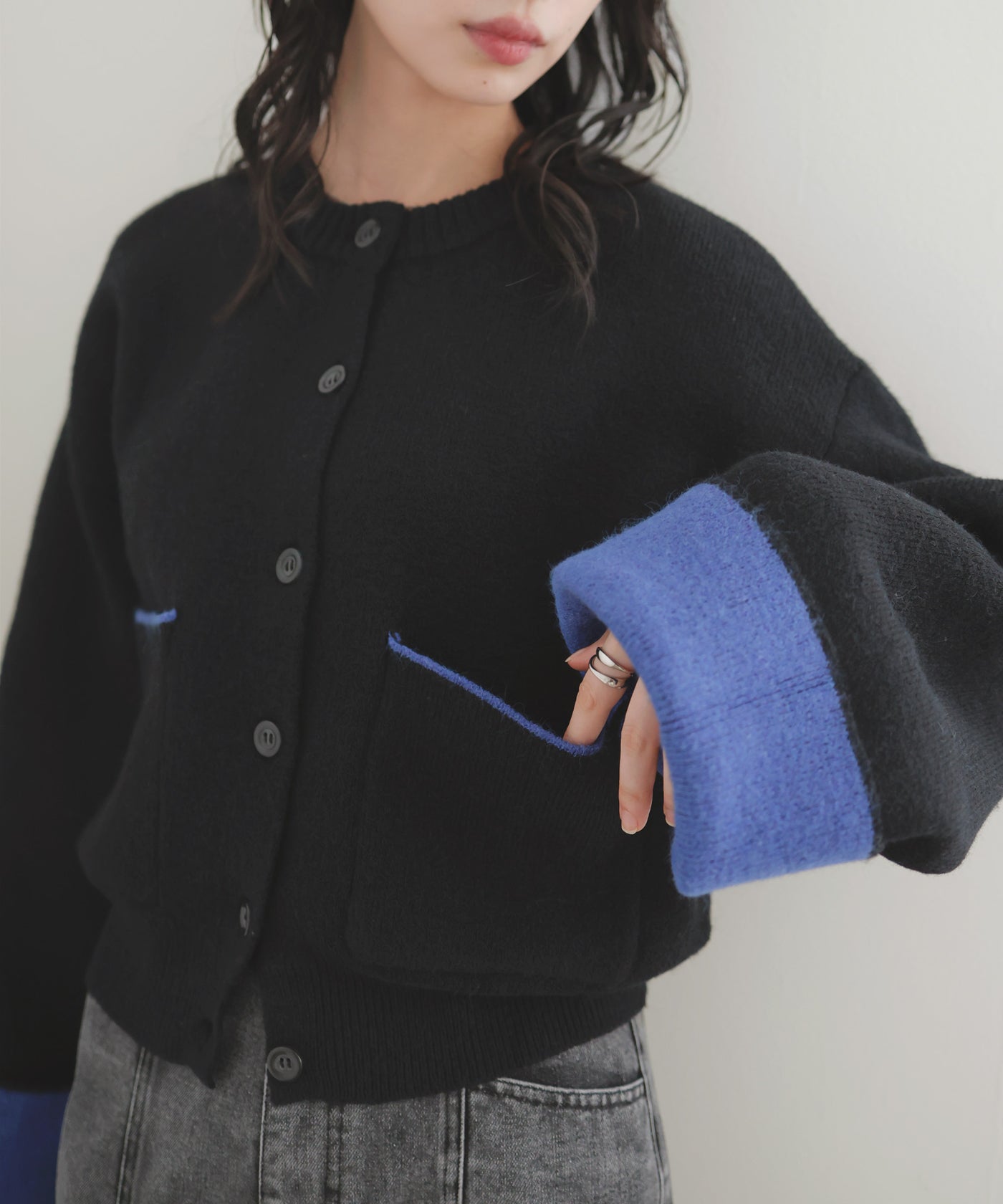 アルパカタッチバイカラーカーディガン – LIAN