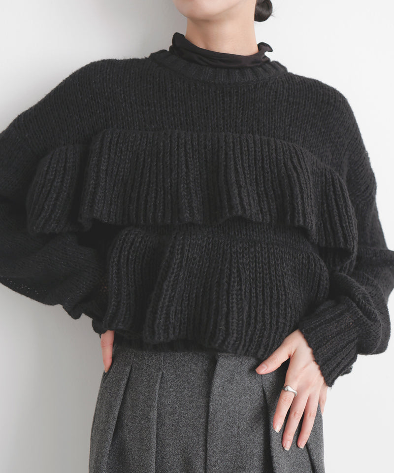 【12月下旬予約商品】シアーフリルニットプルオーバー