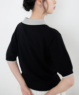 レイヤードカラーポロニット