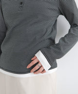 ボーダーリブヘンリーネックプルオーバー