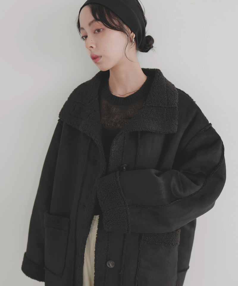 【10月中旬予約商品】ムートンボアミドルコート