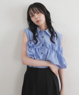 【6月中旬予約販売】2wayフリルノースリーブシャツ