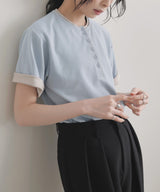 バイカラーヘンリーネックＴシャツ