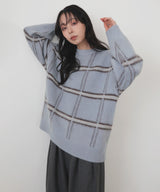 【11月上旬予約商品】シャギーチェッククルーネックニット