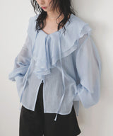 【一部予約商品】シアーラッフルブラウス　