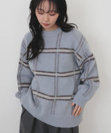 【11月上旬予約商品】シャギーチェッククルーネックニット
