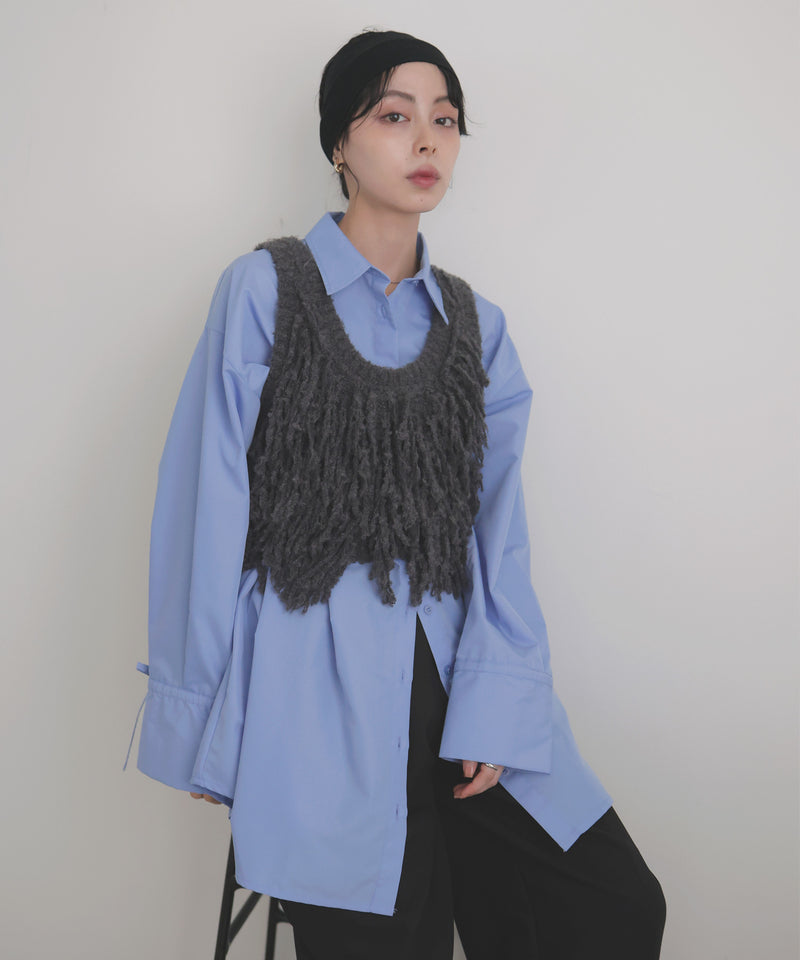 袖リボンチュニックシャツ