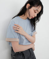 バイカラーロールアップTシャツ