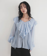 【一部予約商品】シアーラッフルブラウス　