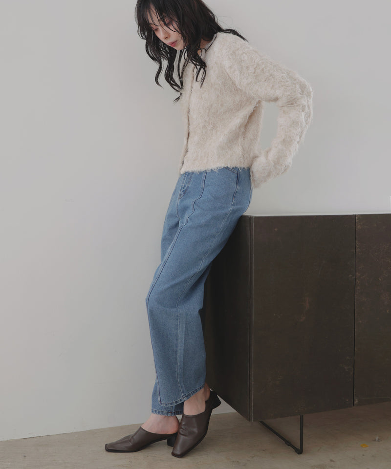 センターラインストレートデニムパンツ