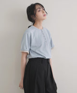 バイカラーヘンリーネックＴシャツ