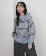 【11月上旬予約商品】シャギーチェッククルーネックニット