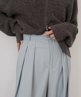 ウォッシャブルフェイクレザー2タックパンツ